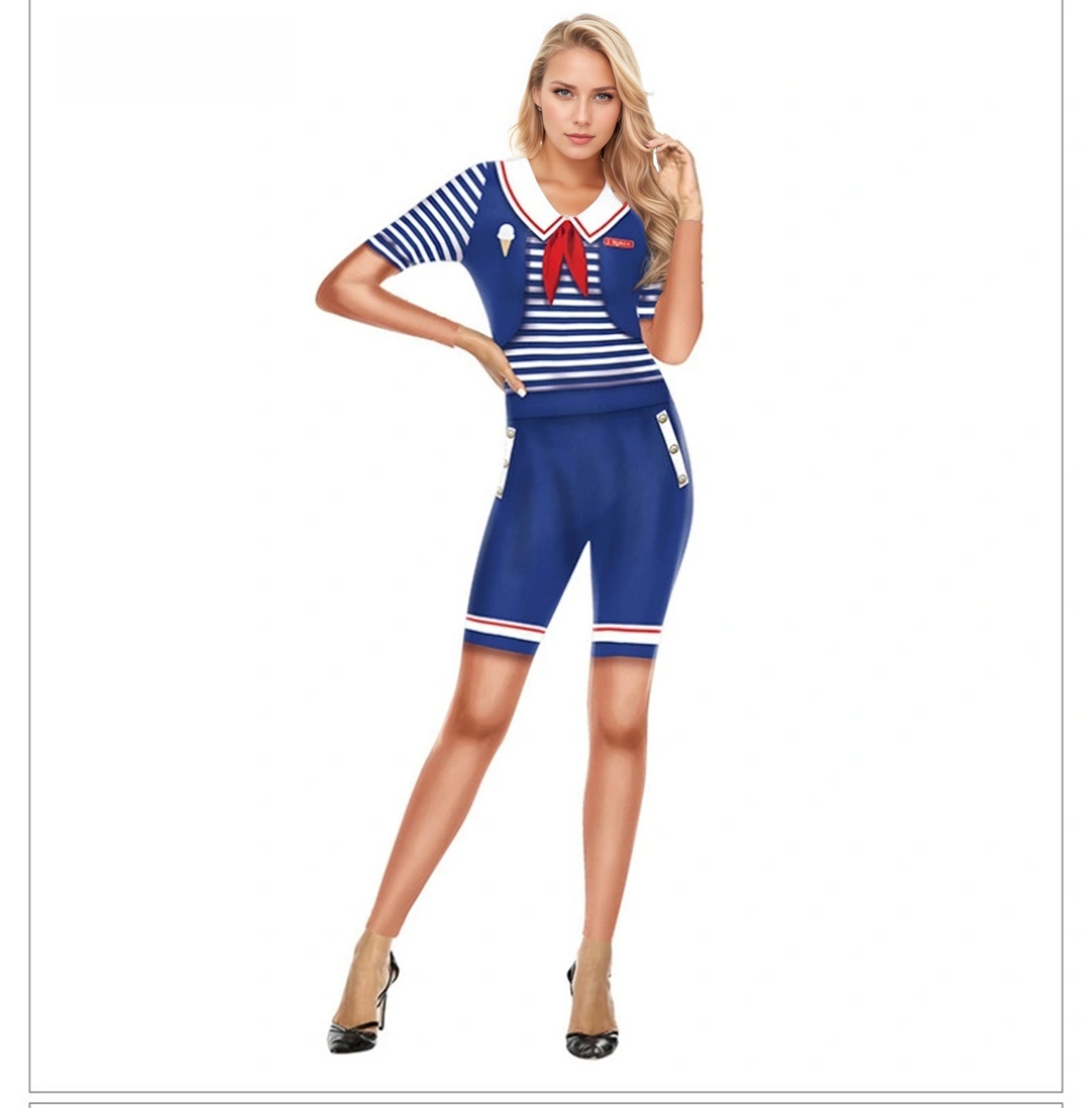3D Printed Navy Style Cosplay Jumpsuit - Sailor Uniform Halloween Fancy Costume